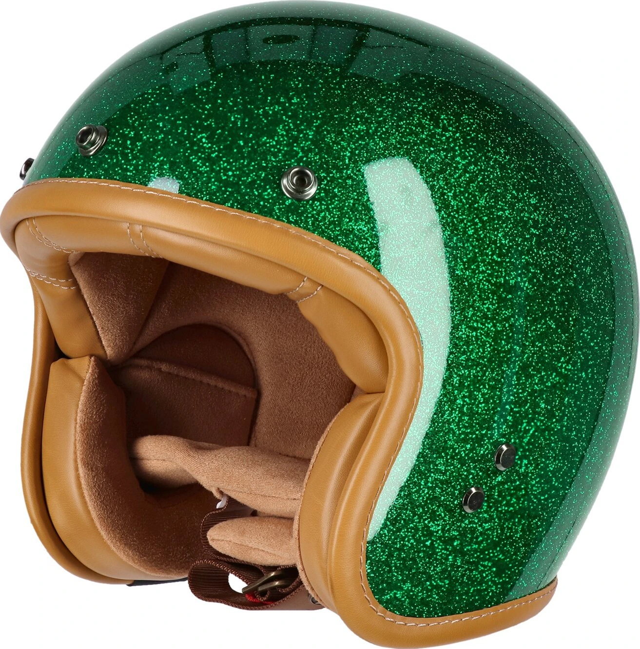 13 1/2 Skull bucket helmet Lucky clover, Green, M, Metal Flake