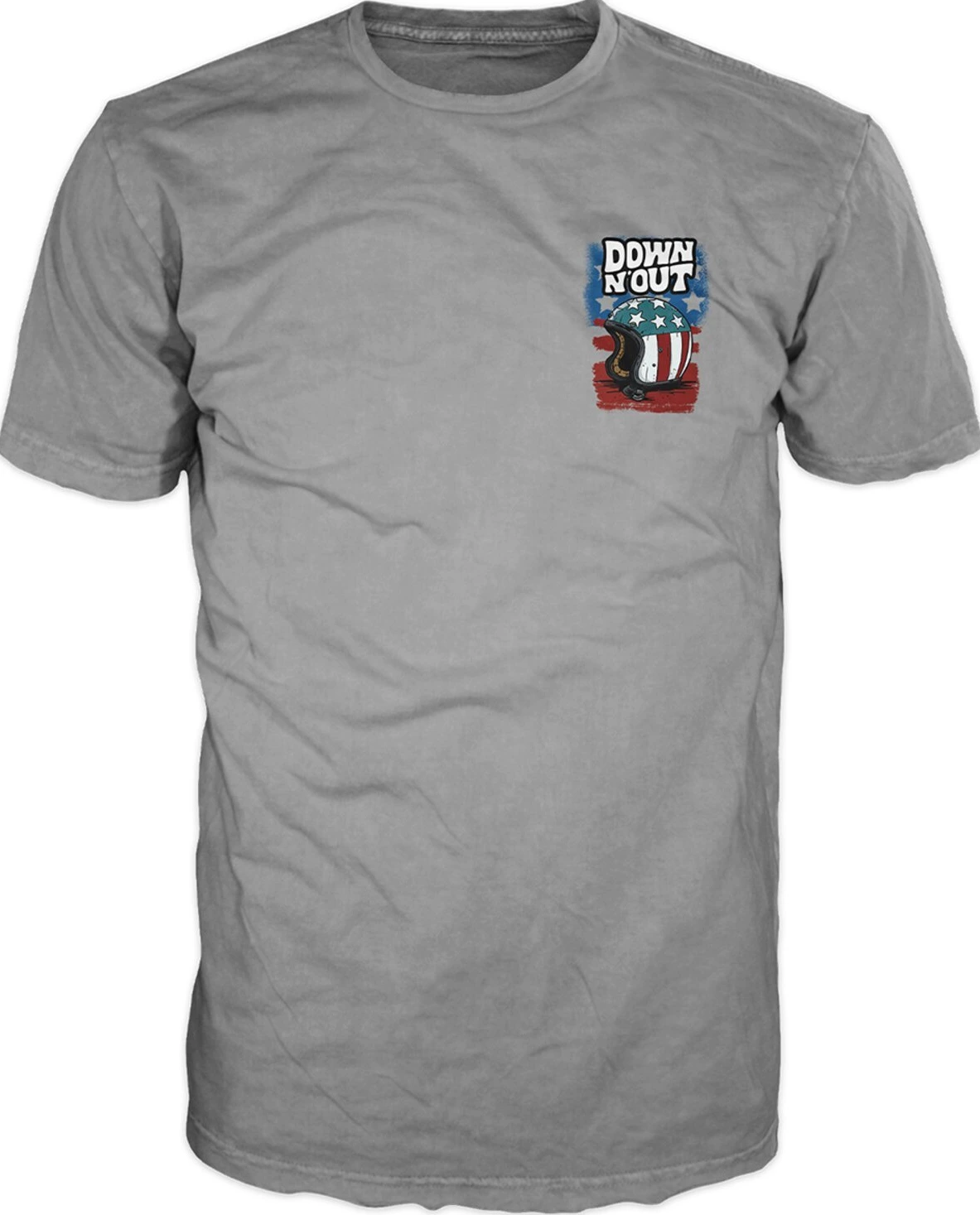 Down-n-Out Freedom Rider t-shirt, american flag Gray, grey, M