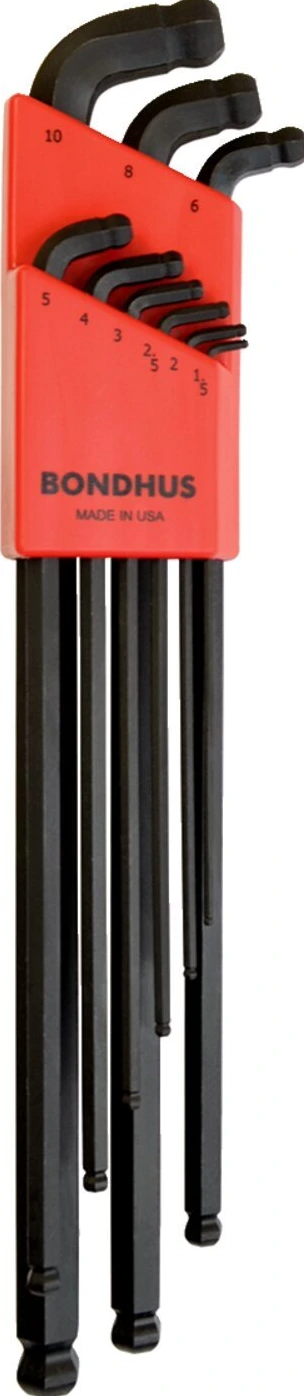 Bondhus, Stubby allen head / ball-end wrench set, Metric, Black