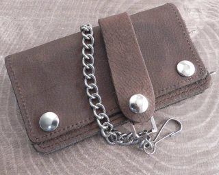 Amigaz Chain Wallet Brown Leather Soft 6"