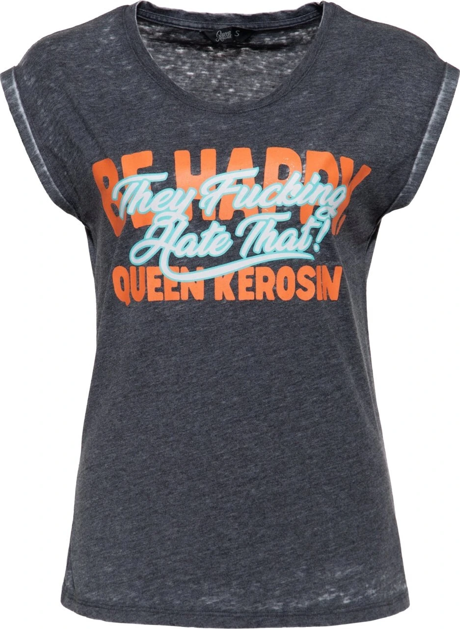 Queen Kerosin Be Happy t-shirt, anthracite Gray, M