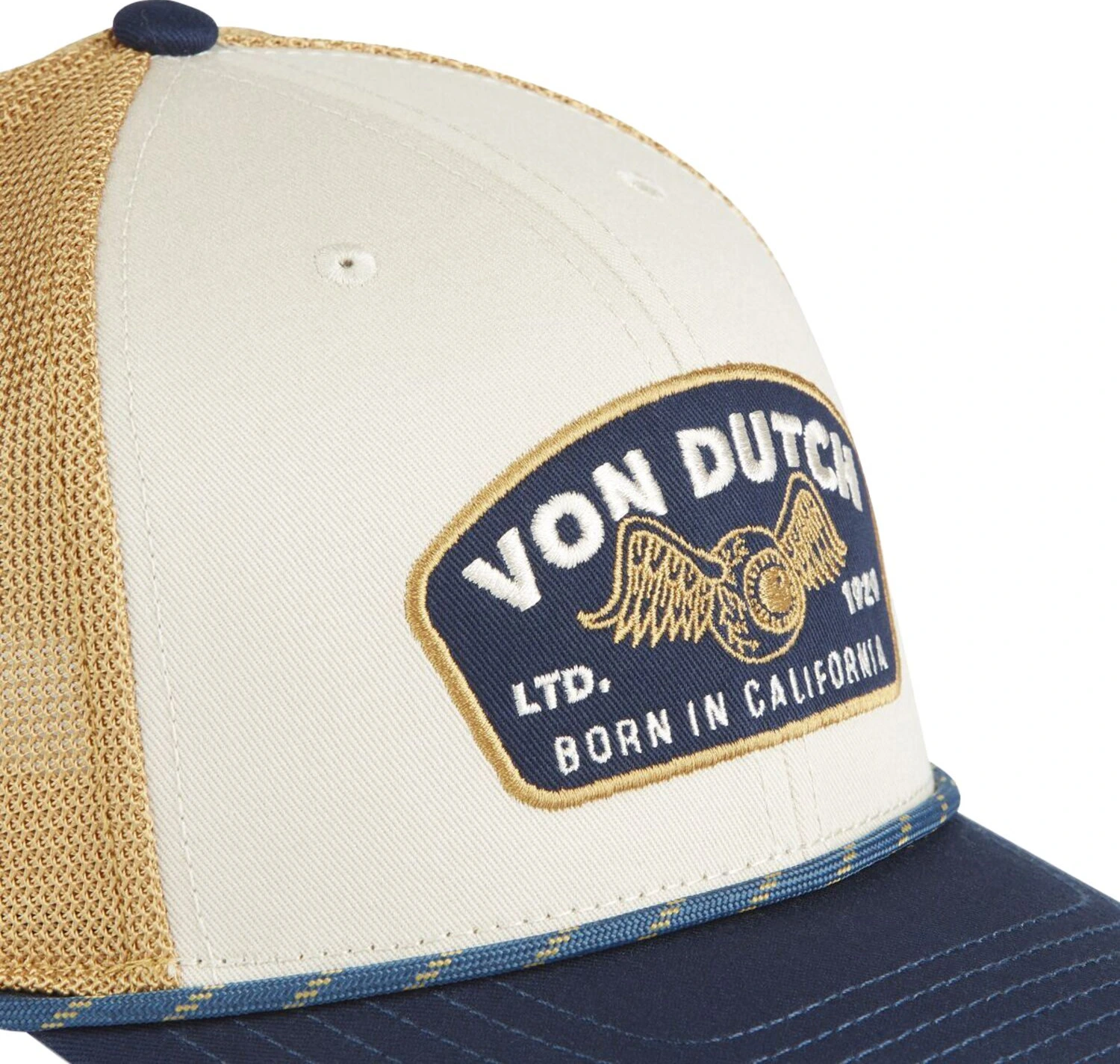 Von Dutch Semi curve cap mustard, Beige