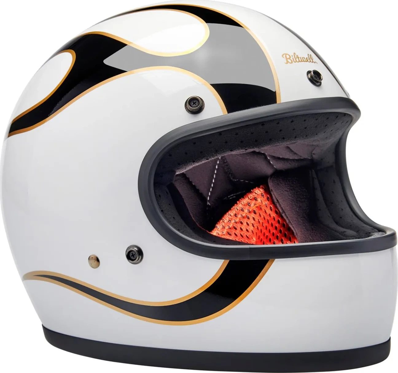 HELMET GRINGO GLOSS WHITE/BLACK W/ FLAMES FLAM SM