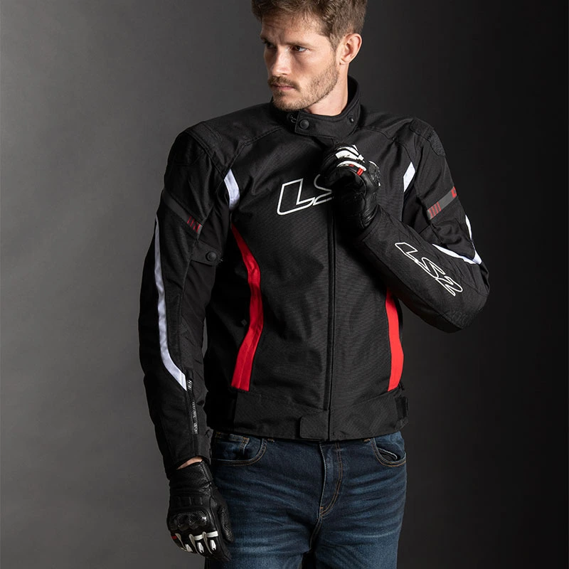 LS2 Gate Man Jacket - Black Red, 3XL