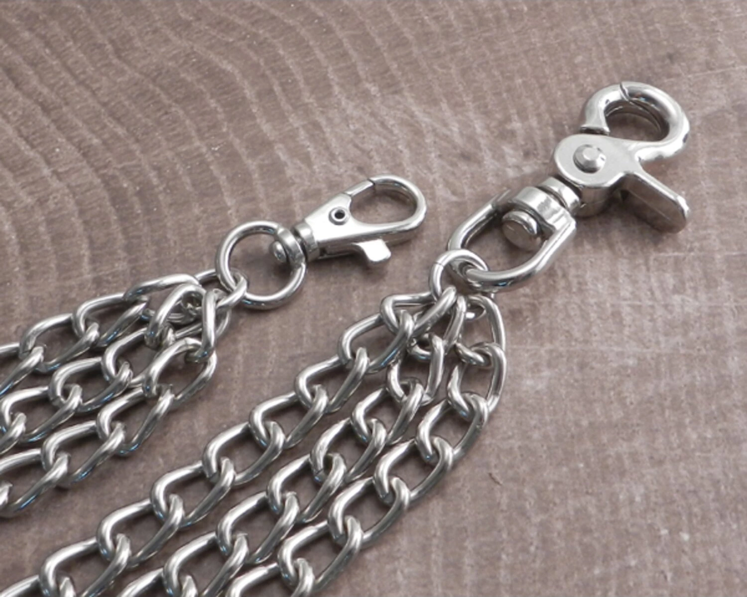 Amigaz Splicer Chrome Triple Wallet Chain, Silver