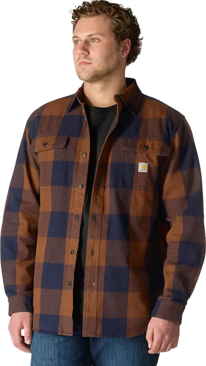 Carhartt Plaid flannel shirt red duck, Brown, L