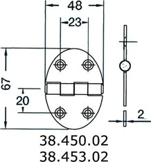 hinge 48x67mm 2mm screws