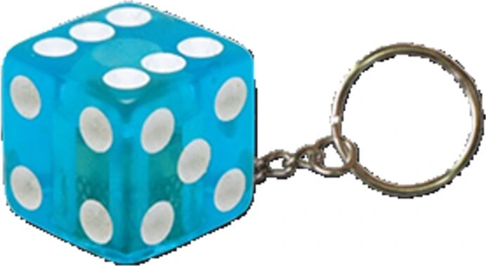 Triktopz Dice key chain, clear, Blue