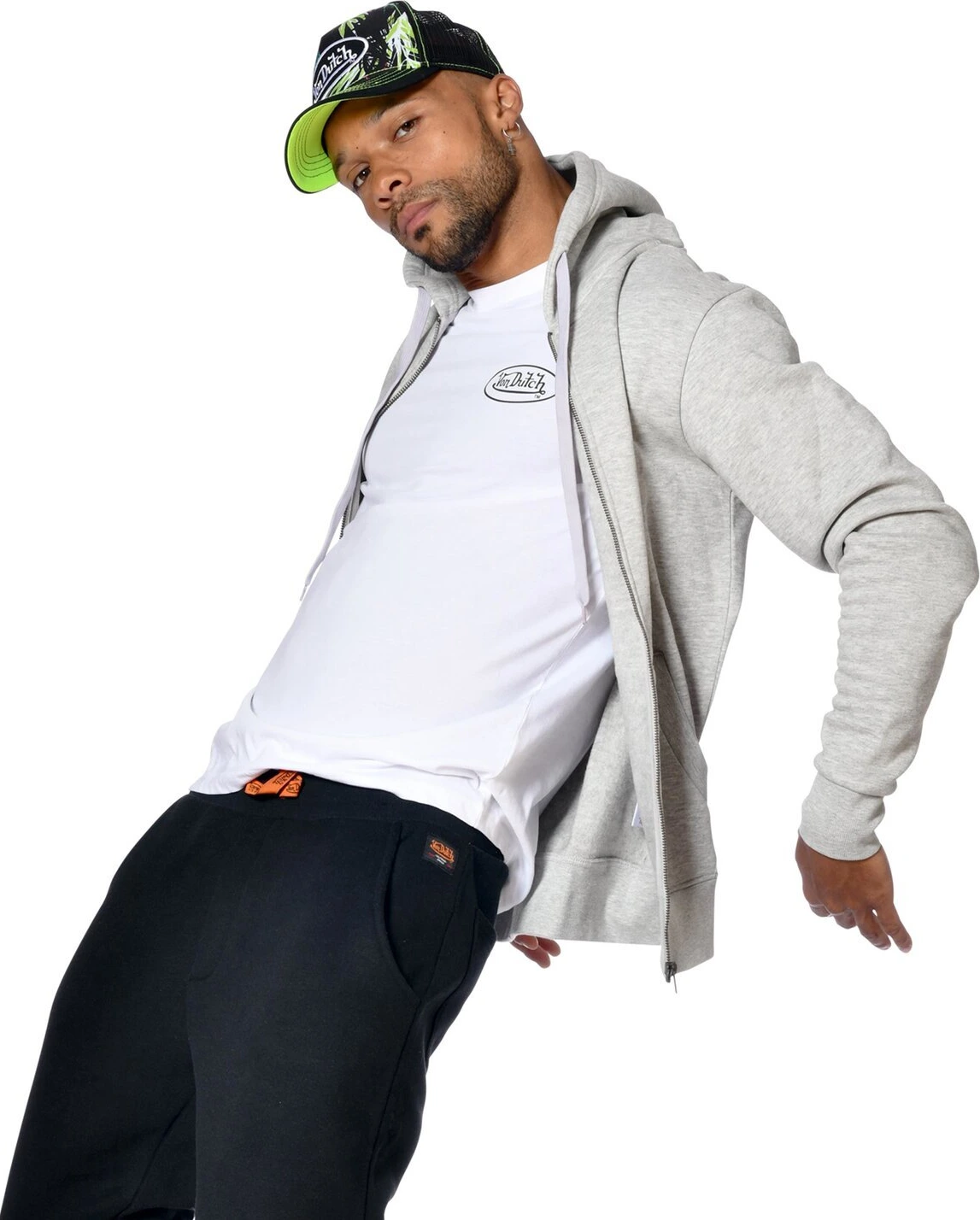 Von Dutch Sliman zipped hoodie, Gray, S