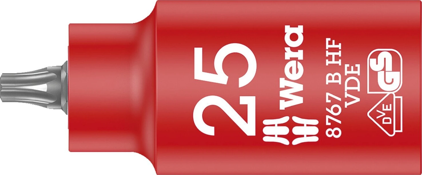 Wera HF Torx bit socket, insulated, size TX25, Red, 55 mm