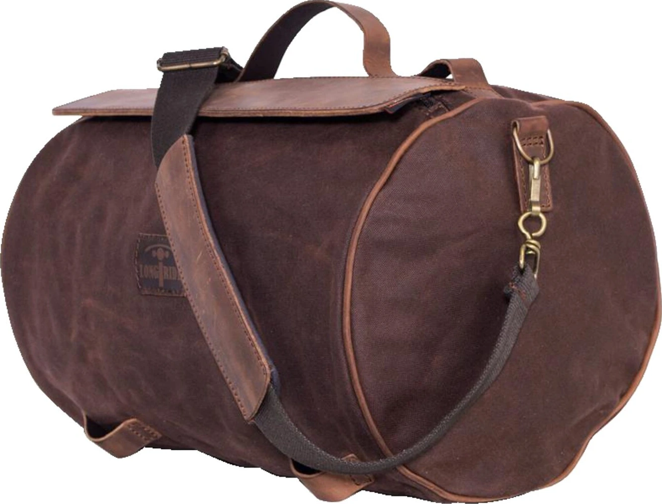 LongRide, roll bag waxed cotton narrow. Brown wax
