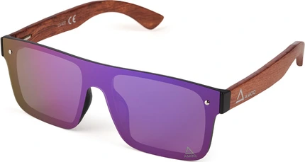AMOQ Burst Sunglasses PLRZD Wood-Purple Red Mirror