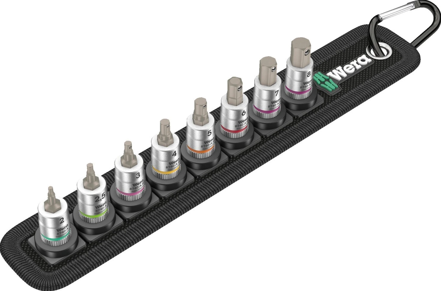 Wera socket belt with 1/4" drive Hex sockets - Metric, Black