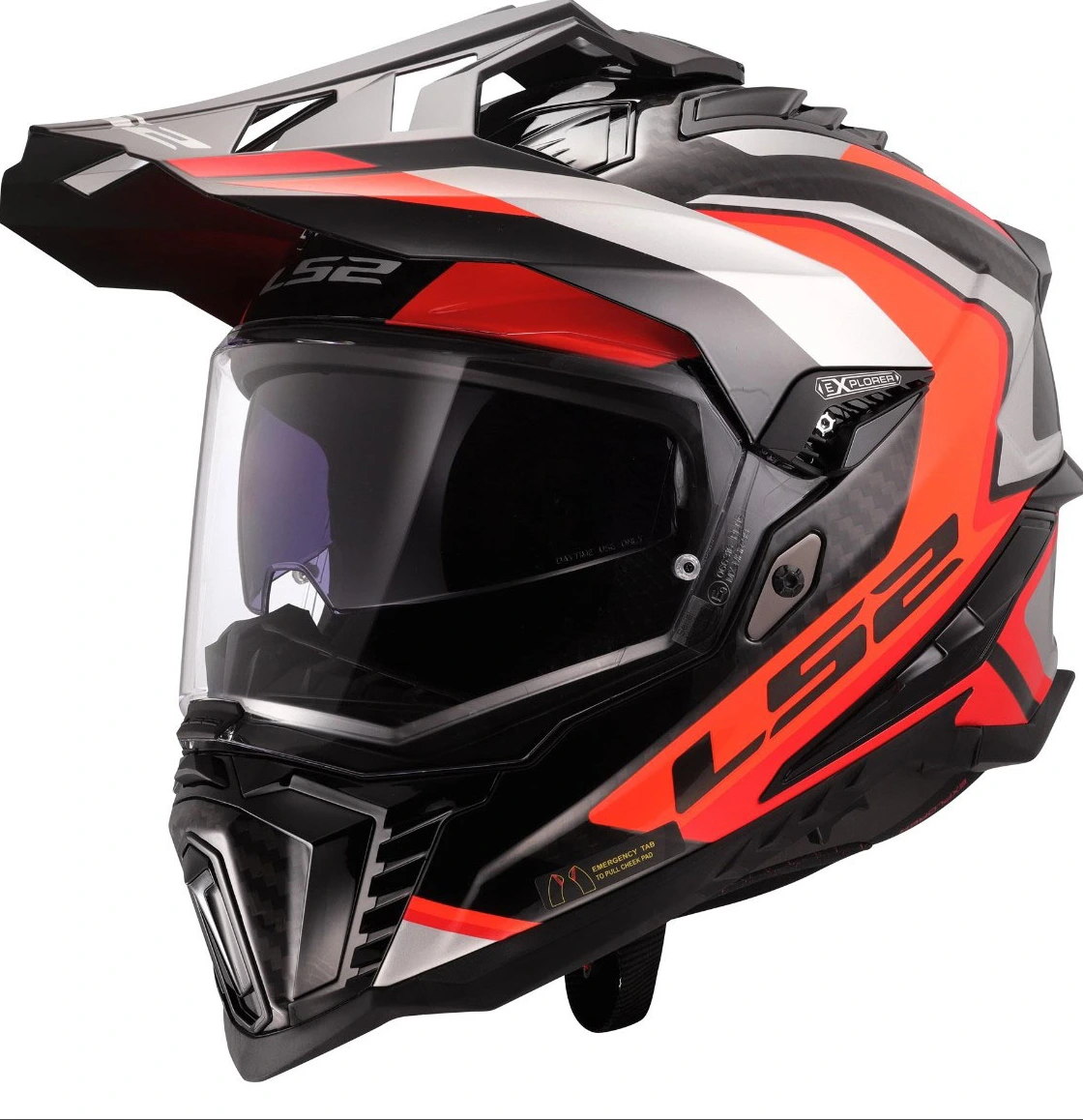 LS2 MX701 C EXPLORER FRONTIER II ķivere - Sarkana, S