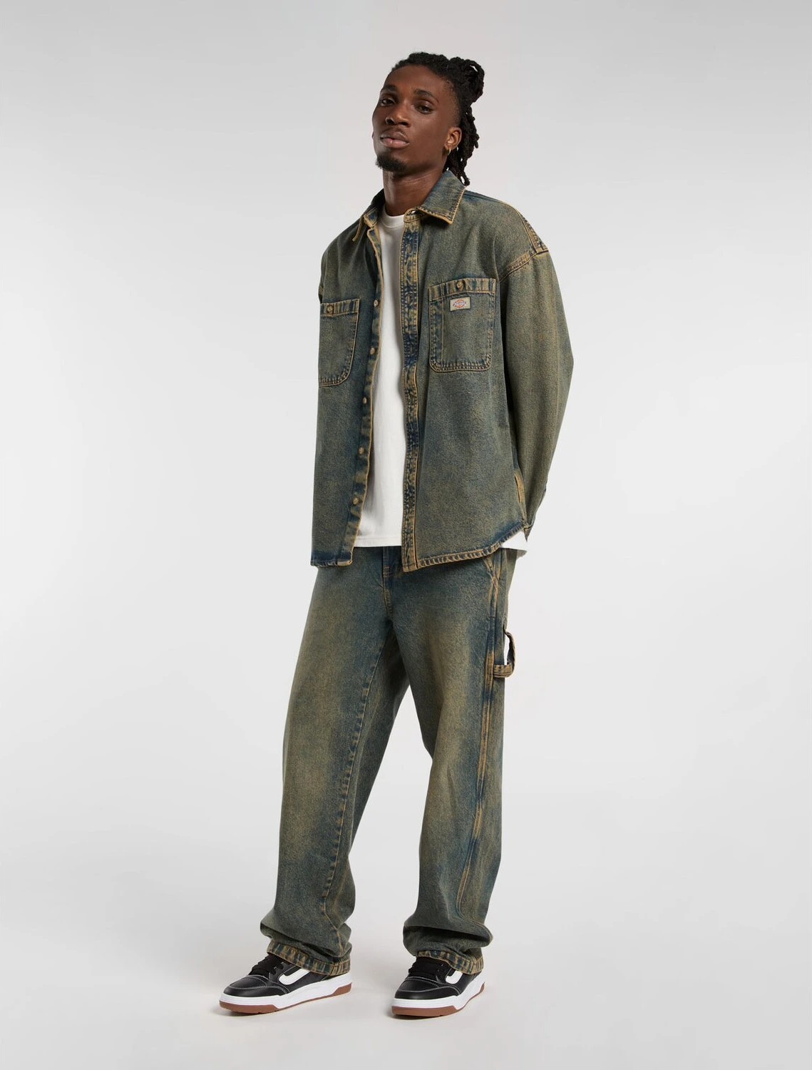 Dickies Houston shirt yellow fade ind, Green, L