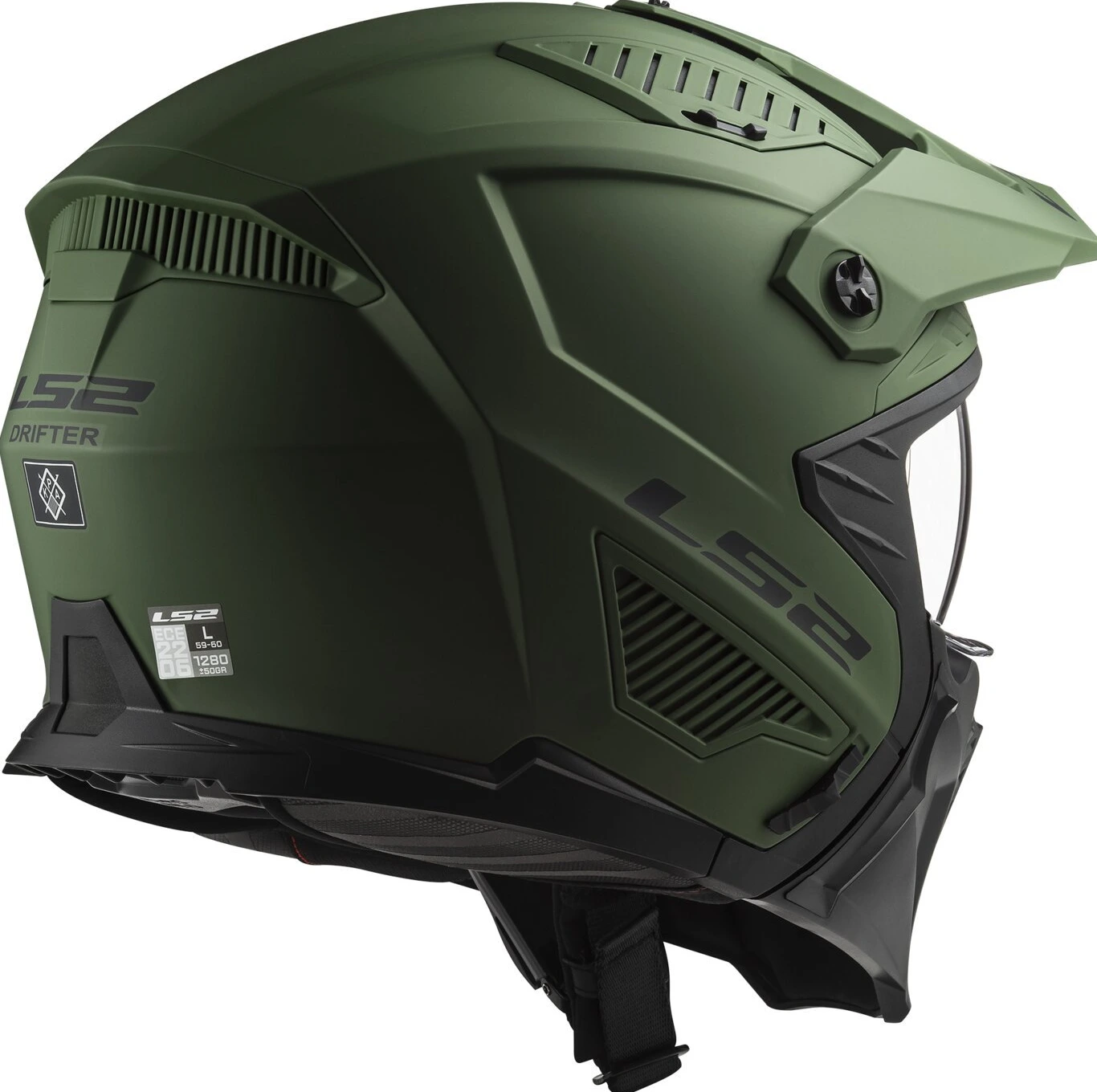 LS2 Drifter Solid helmet matt military green, S, Matte