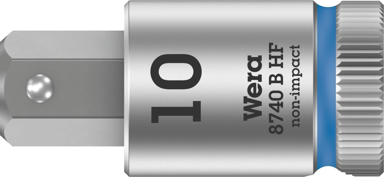 Wera Zyklop 3/8" Hex socket bit with holding function Metric, 10 mm, Brushed