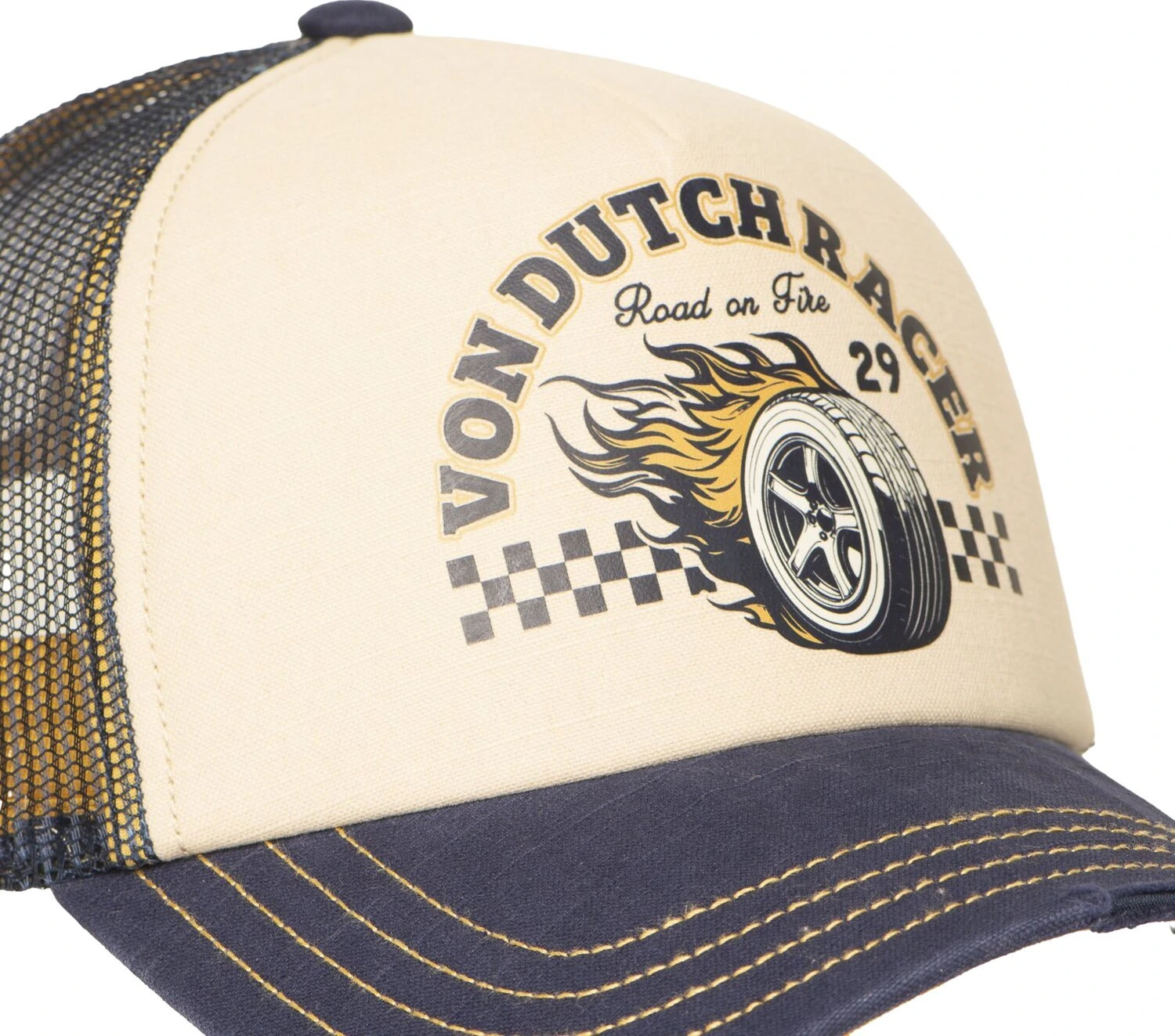 Von Dutch Trucker crew cap hard race, Beige
