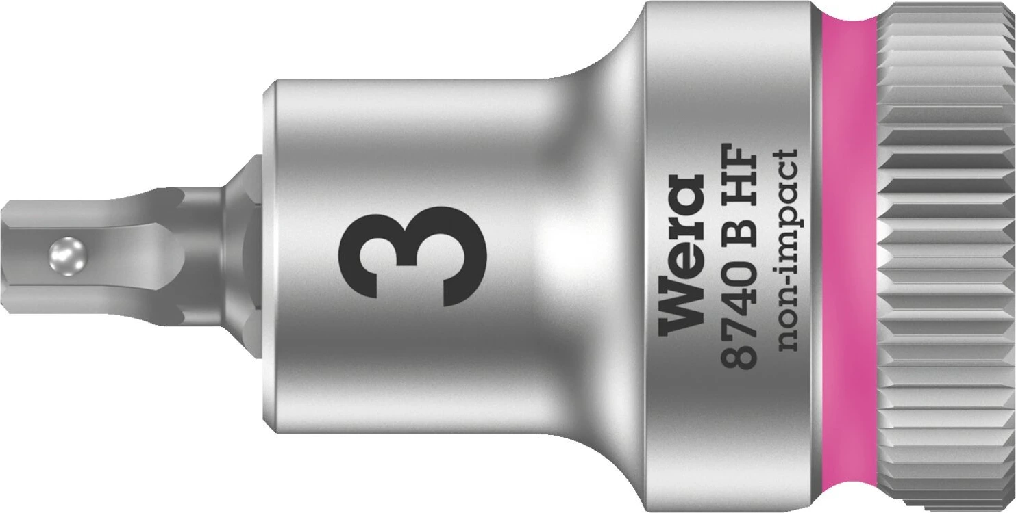 Wera Zyklop 3/8" Hex socket bit with holding function Metric, 3 mm, Brushed