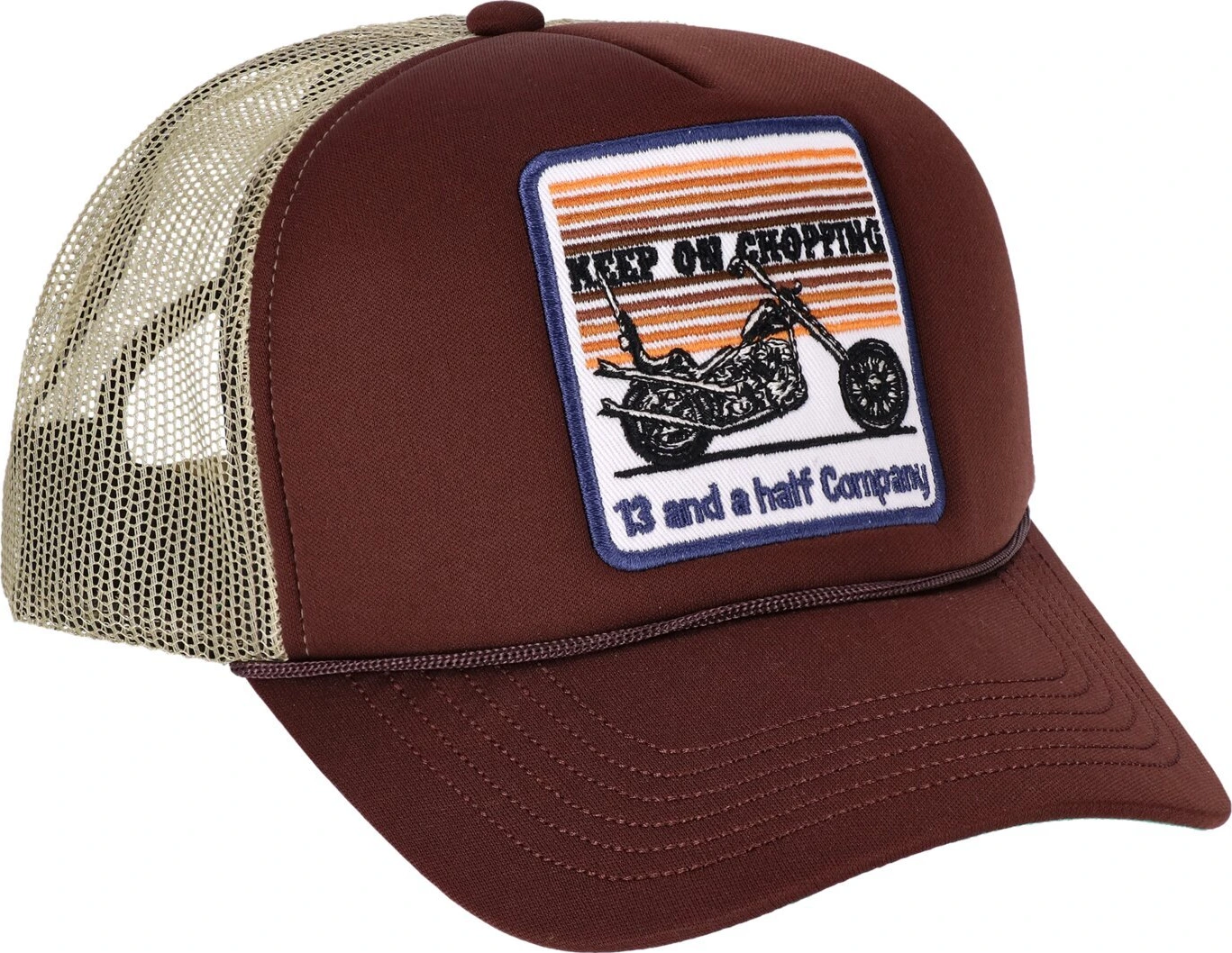 13 1/2 Keep On Chopping trucker cap, Brown, khaki