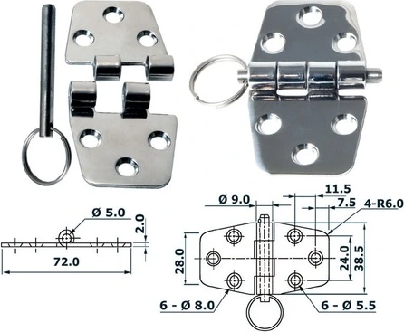 hinge w/release pin 72x38.5