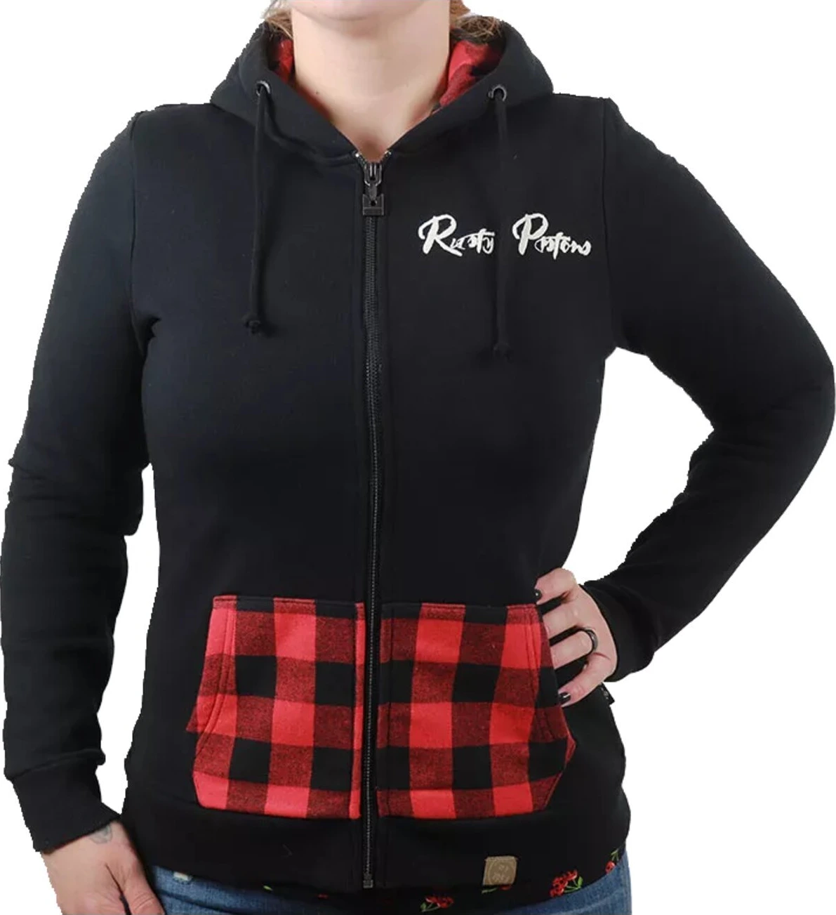 Rusty Pistons Turner female zip hoodie, Black, red, XS