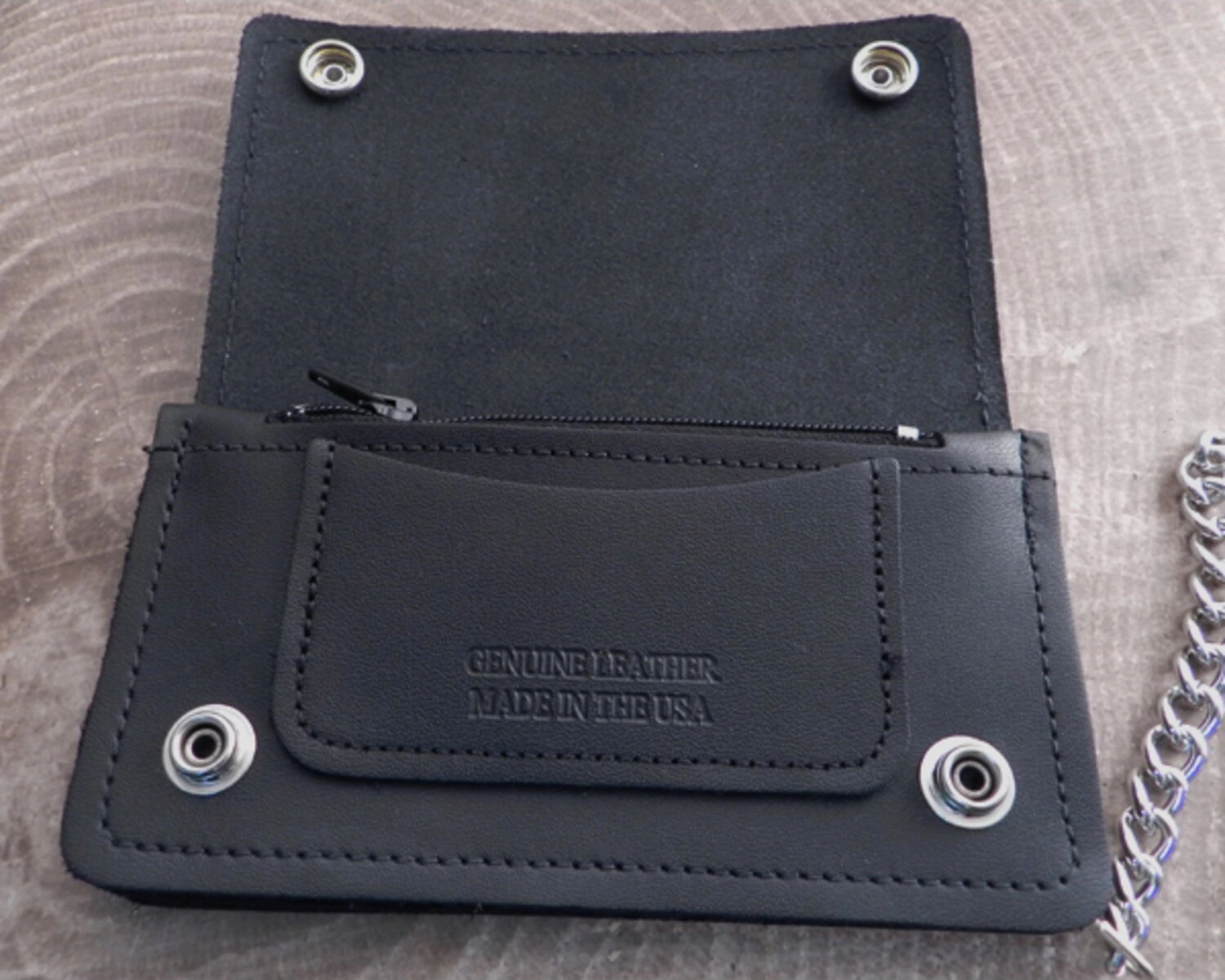 Amigaz Black Leather Biker Chain Wallet