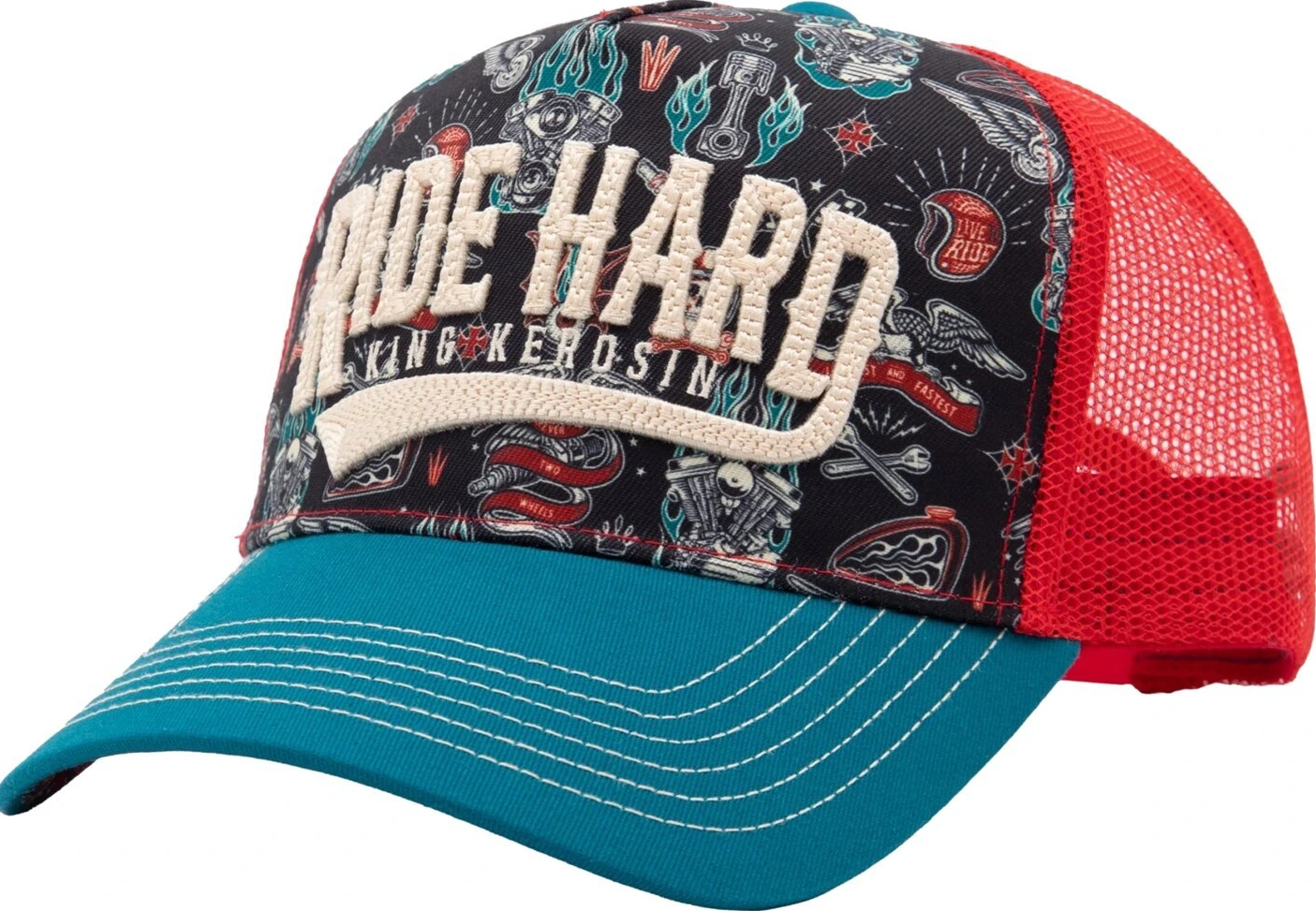 King Kerosin Ride Hard trucker cap, Red