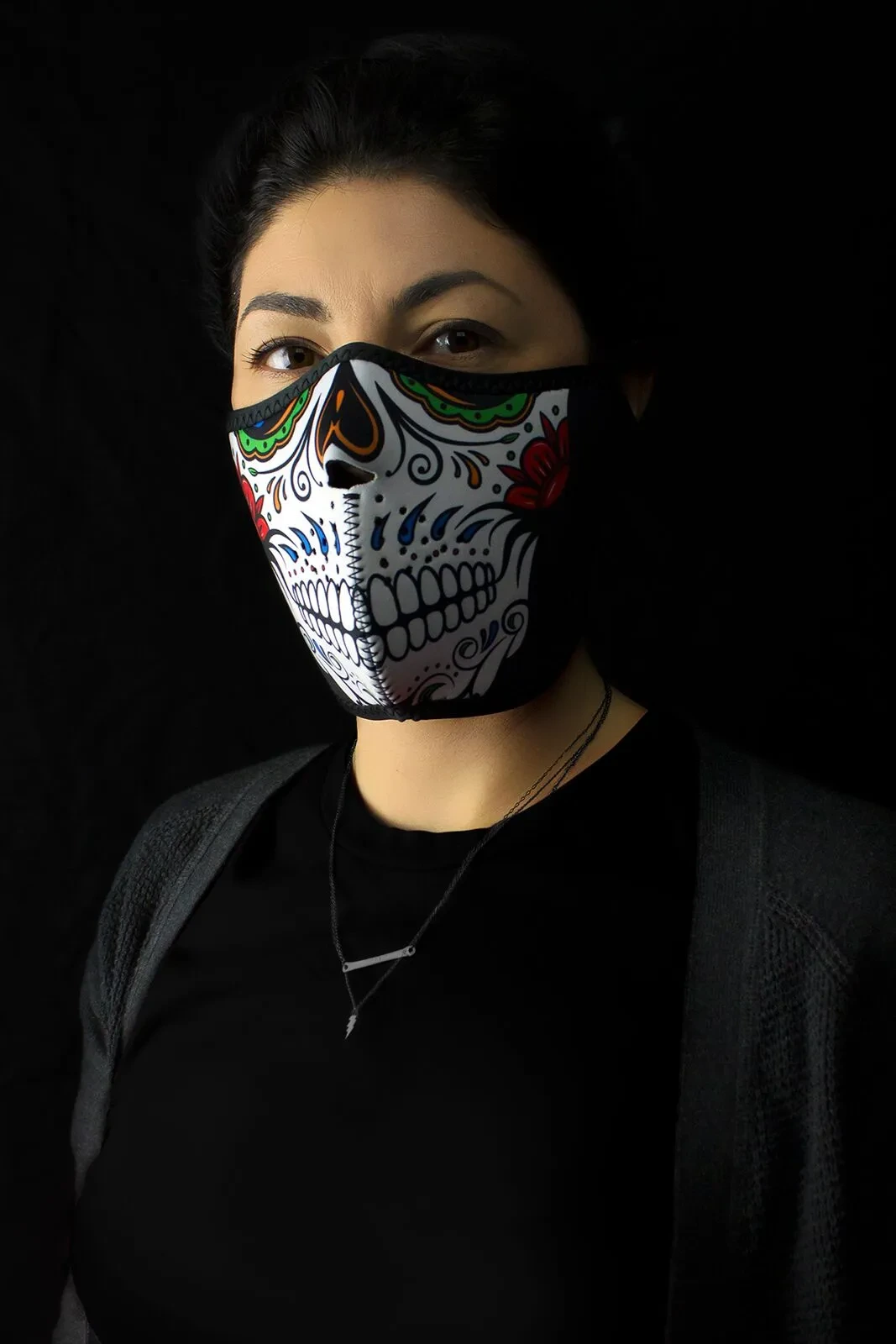 HALF MASK MUERTE SKULL