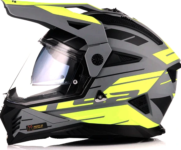 LS2 MX702 PIONEER II NAMIB Helmet - Matt Grey H-V Yellow, S