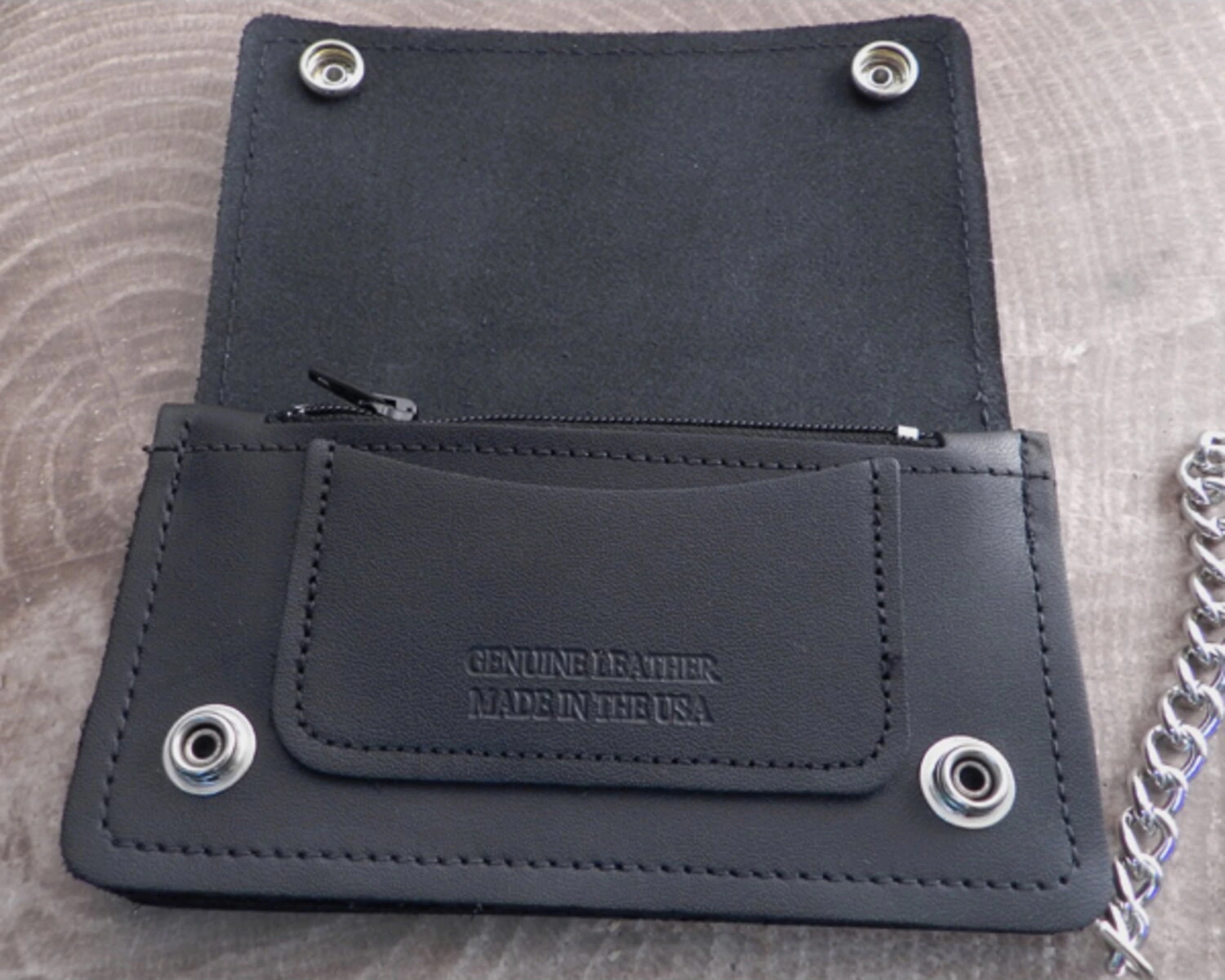 Amigaz Black Leather Biker Chain Wallet