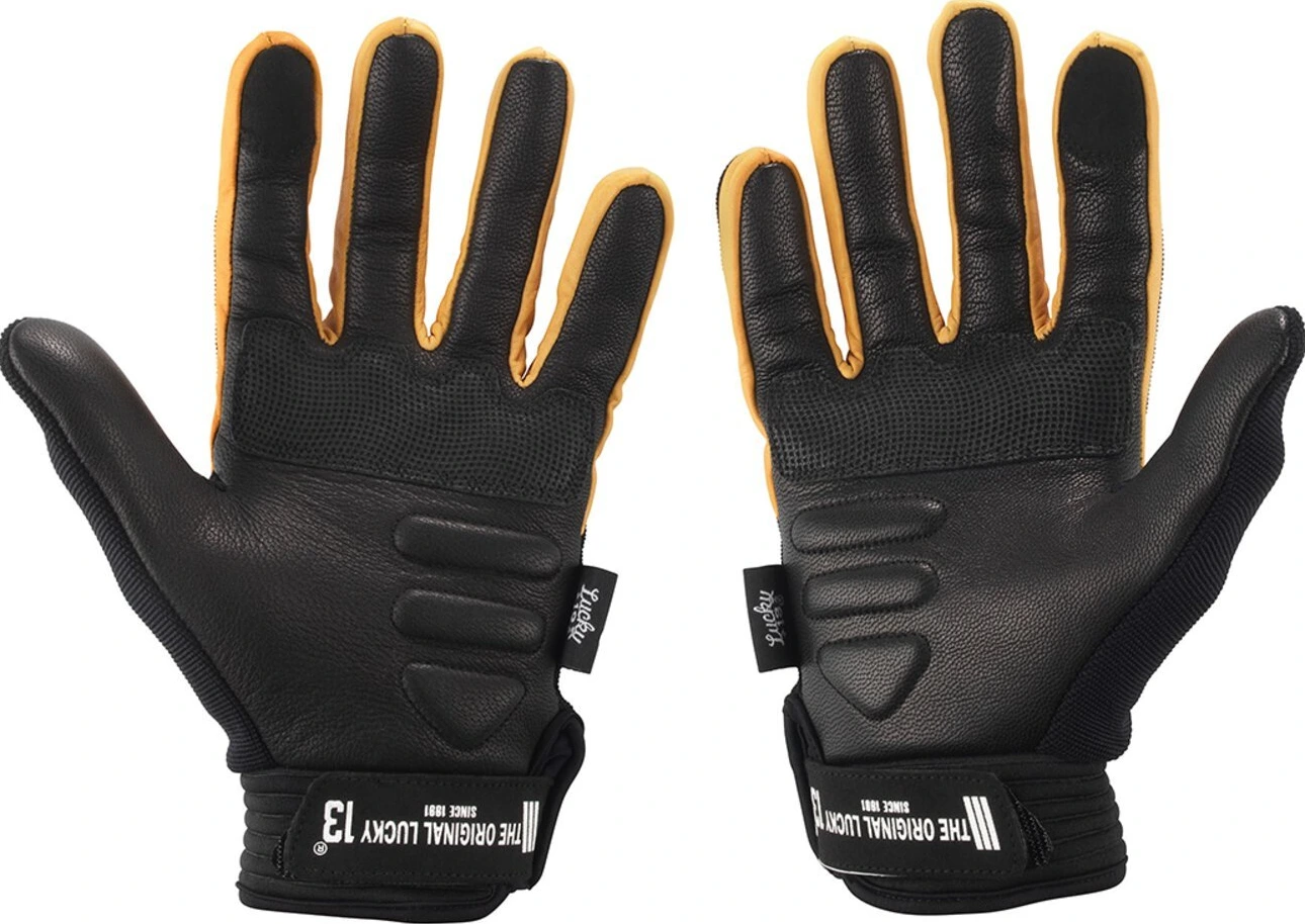 Lucky 13 Pirate Skull gloves, Black, yellow, 2XL