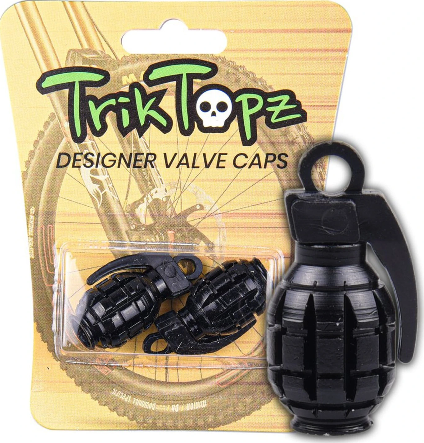 Trik Topz, käsigranaadikujulised ventiilikorgid. Mustad