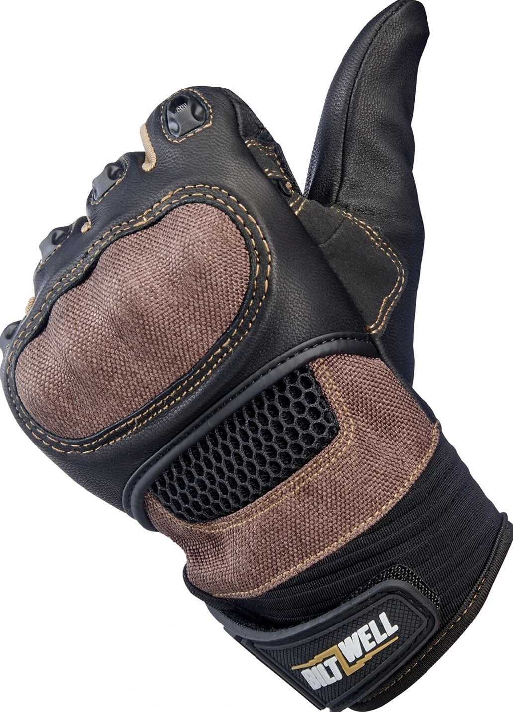 Biltwell Bridgeport gloves, chocolate Black, Black, XS
