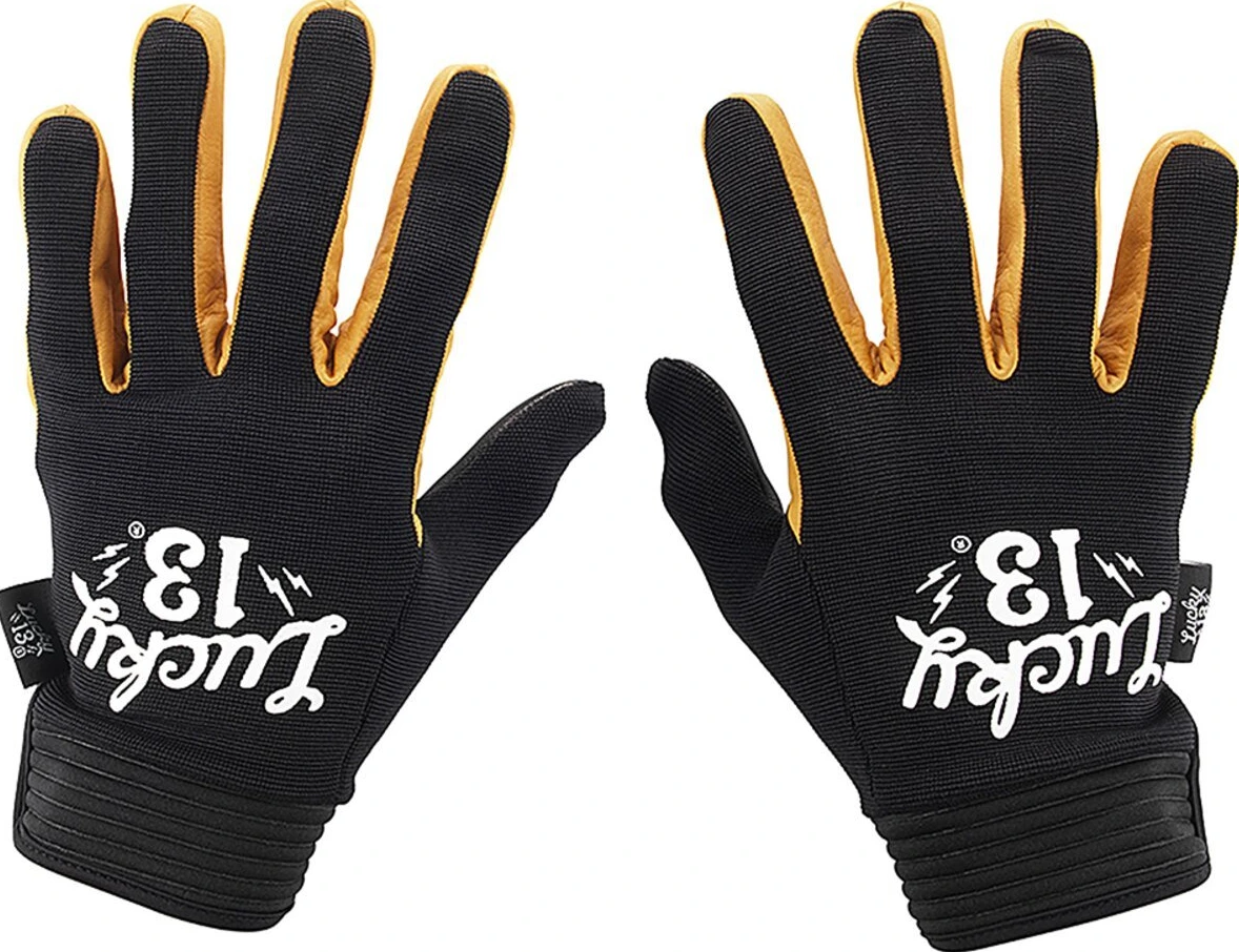 Lucky 13 Shocker gloves, Black, yellow, M