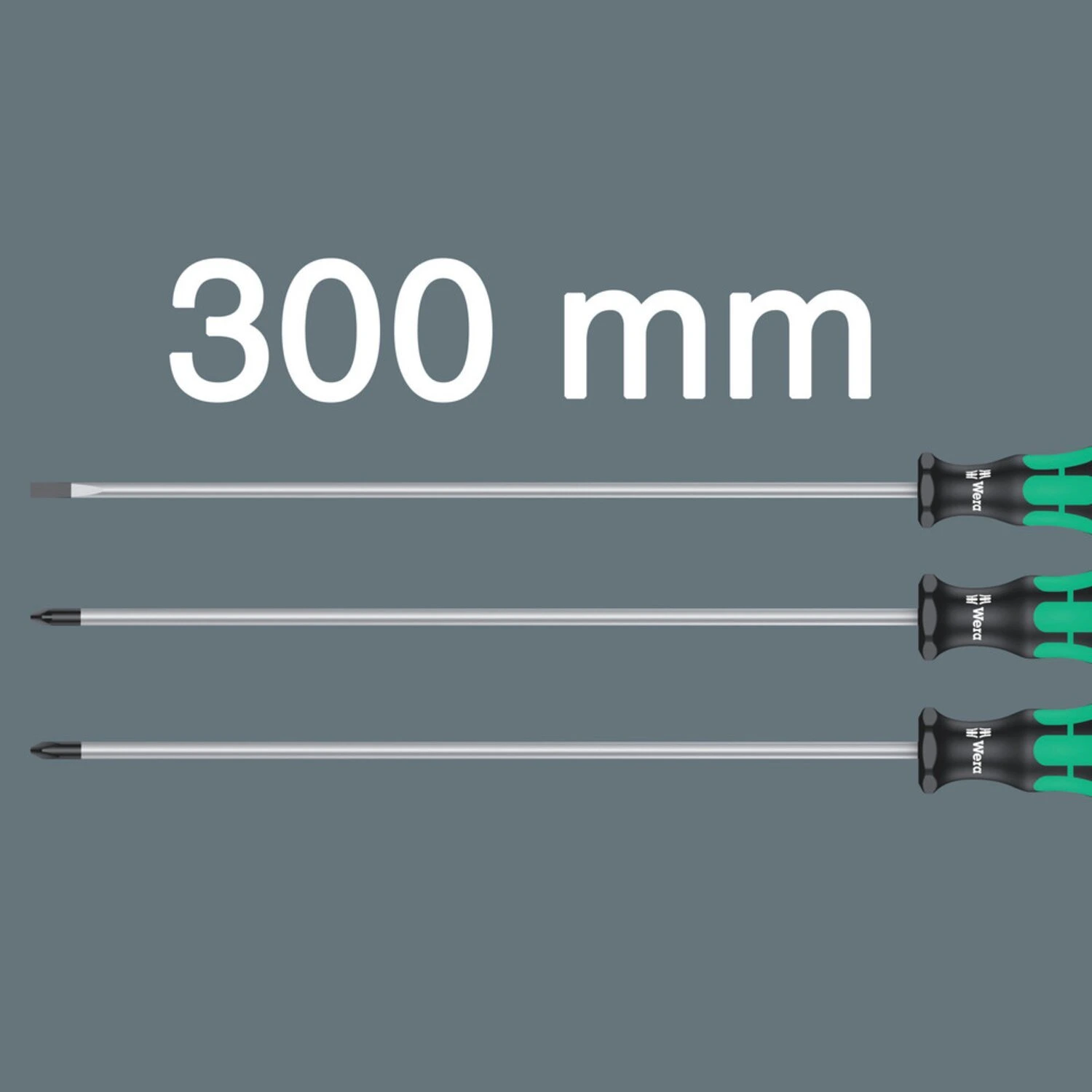 Wera screwdriver set 3 pcs. Kraftform 300 plus extra long, Black, 300 mm