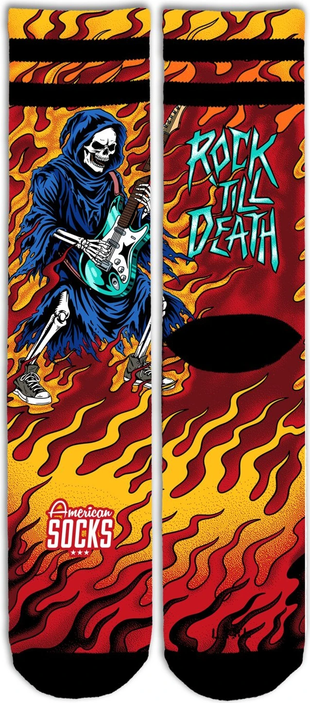 American Socks Rock till death Mid High socks, Red, S/M