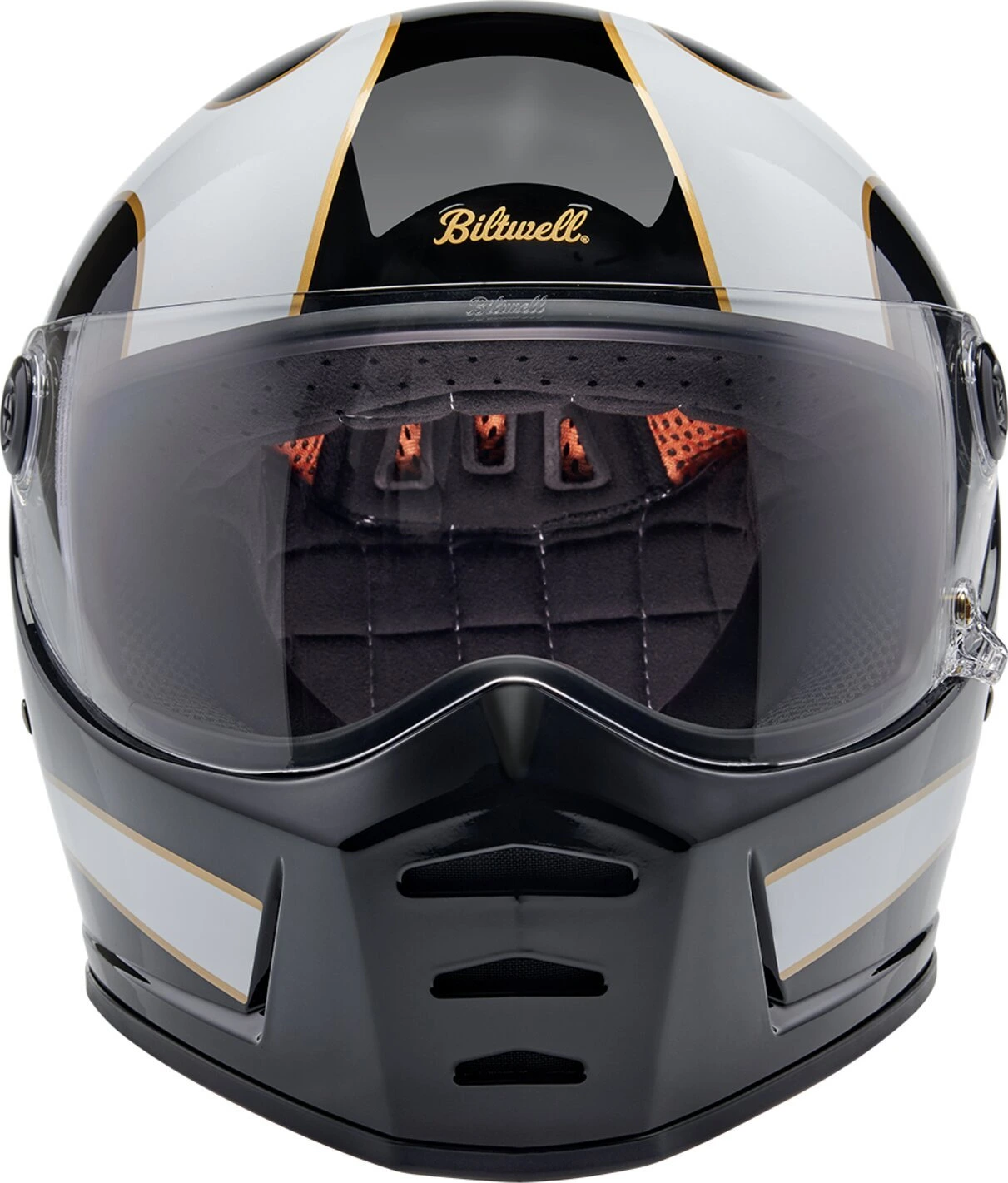 Biltwell Lane Splitter helmet, white flames Black, XS, Gloss