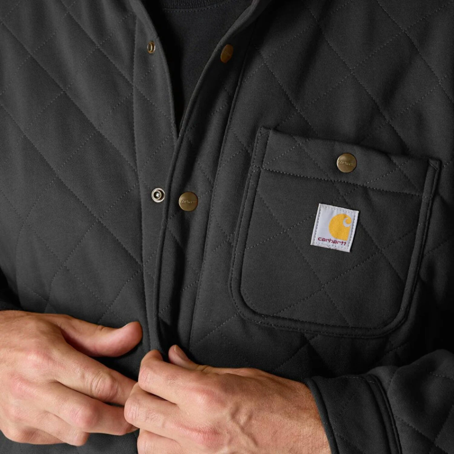 Carhartt Quilted Snap Front shirt, Black, L