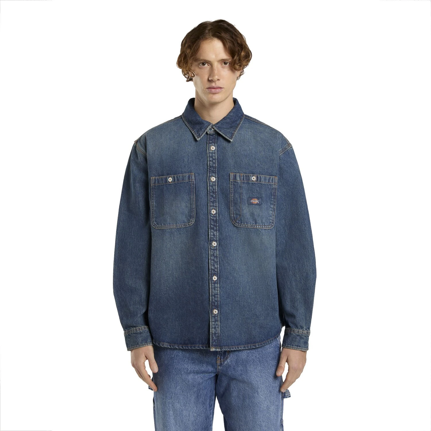 Dickies Mechanic Denim shirt khaki tinted blue, M