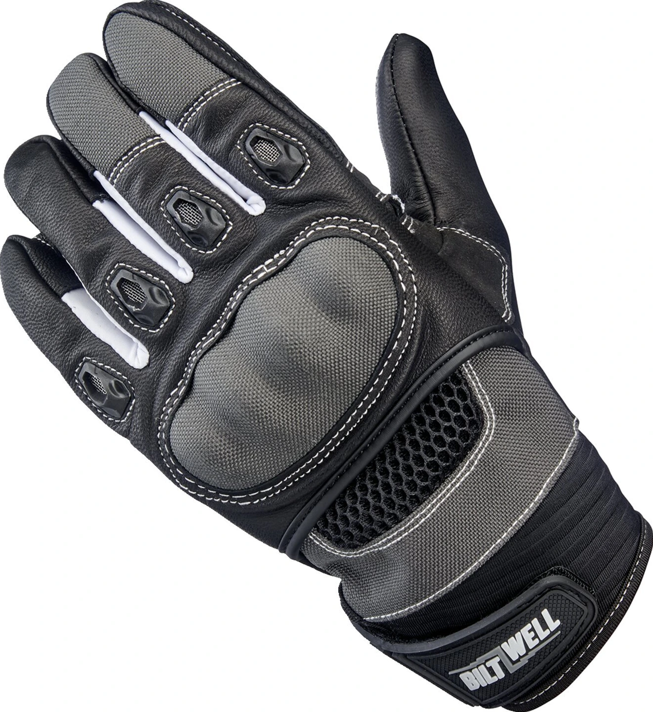 Biltwell Bridgeport gloves, gray, Black, XS