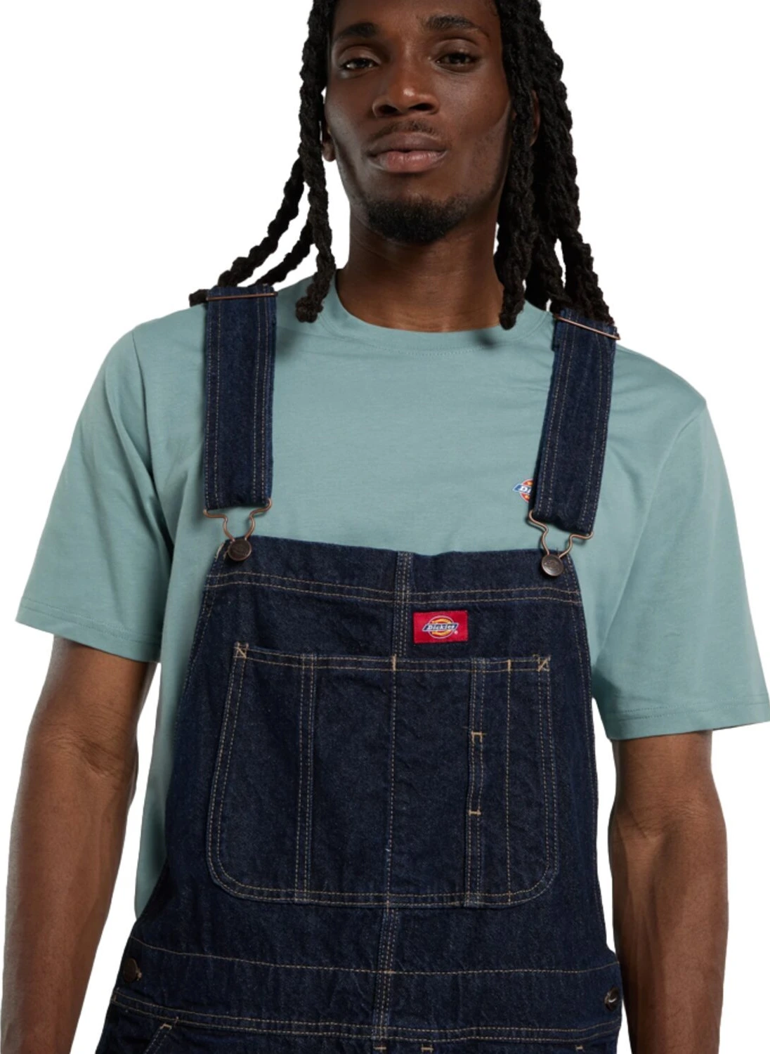 Dickies Loose denim bib, rinsed Blue, 2XL