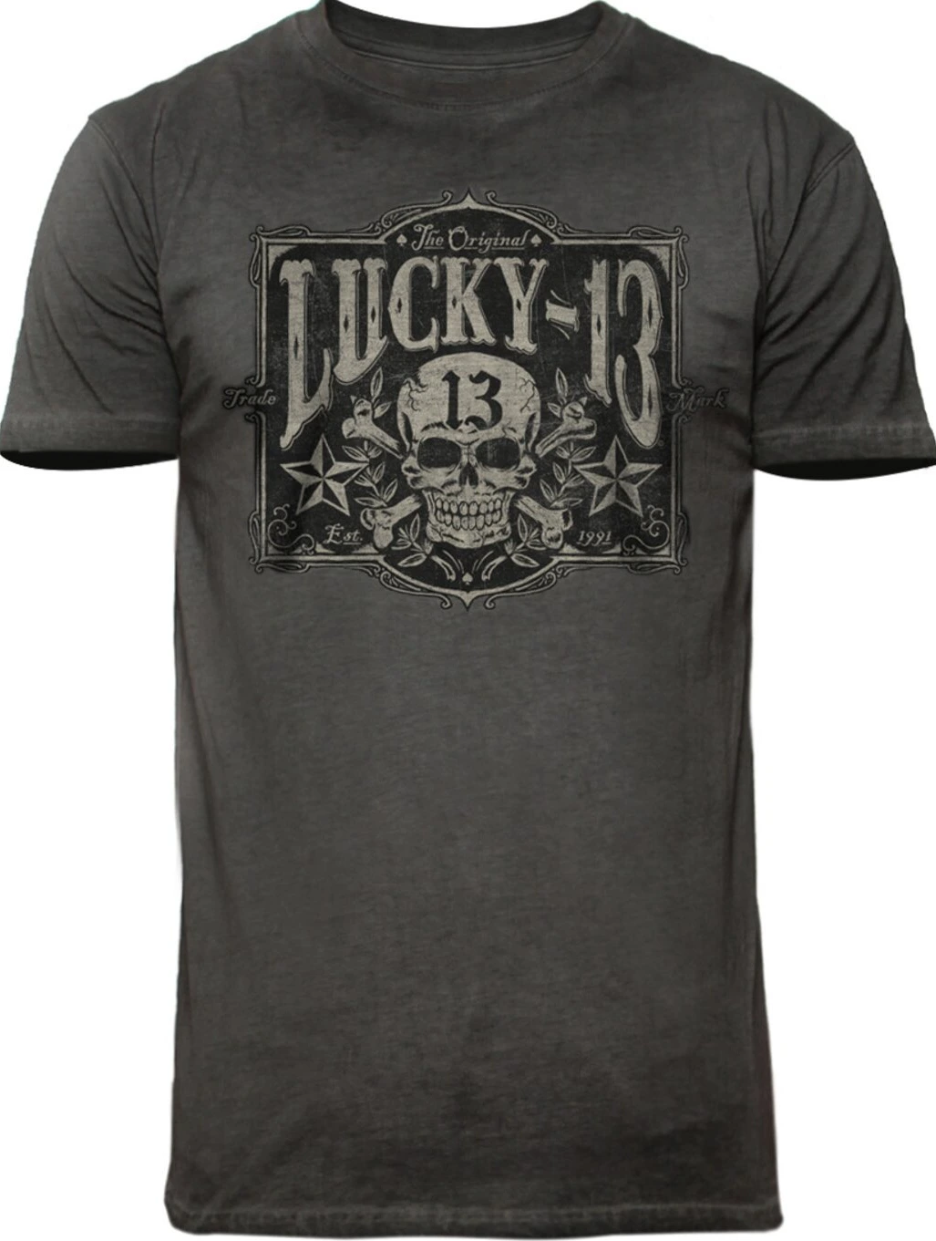 Lucky 13 Tombstone t-shirt, vintage Black, Black, XL