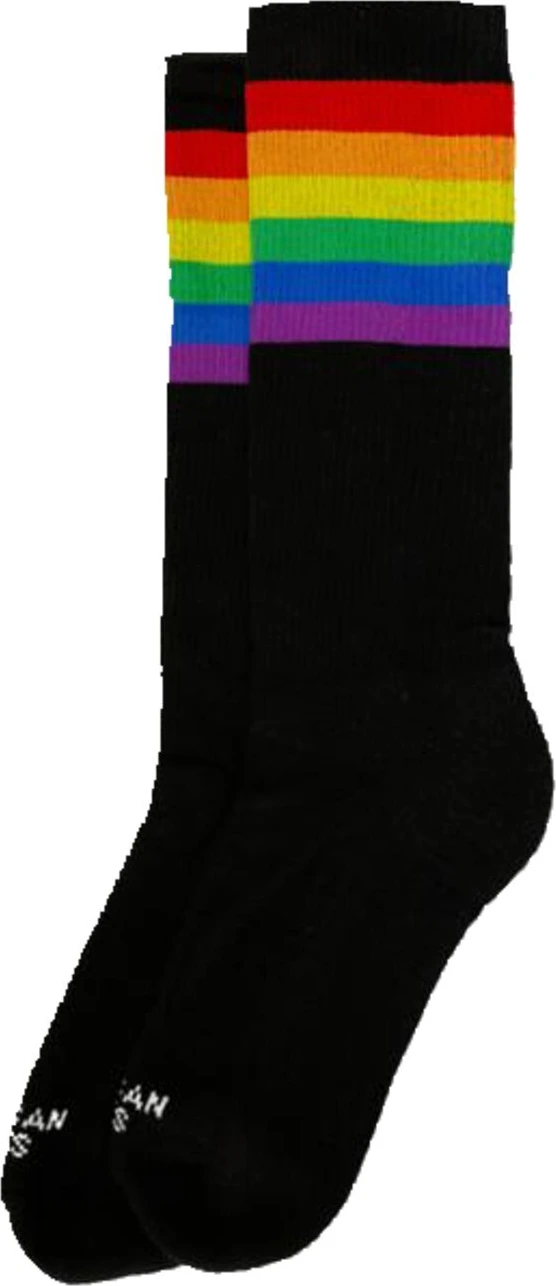 American Socks Rainbow Pride Mid High classic socks, Black, One size fits most