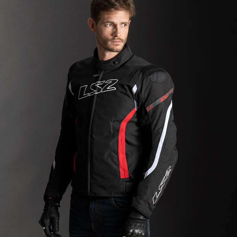 LS2 Gate Man Jacket - Black Red, 3XL