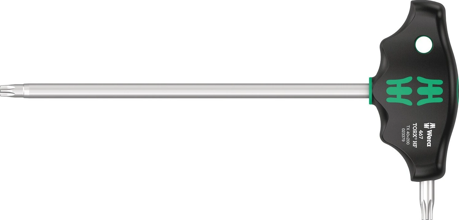 Wera HF T formos rankena TX40 Torx® serijos 467 atsuktuvas, Juoda, Chromuota, 200 mm