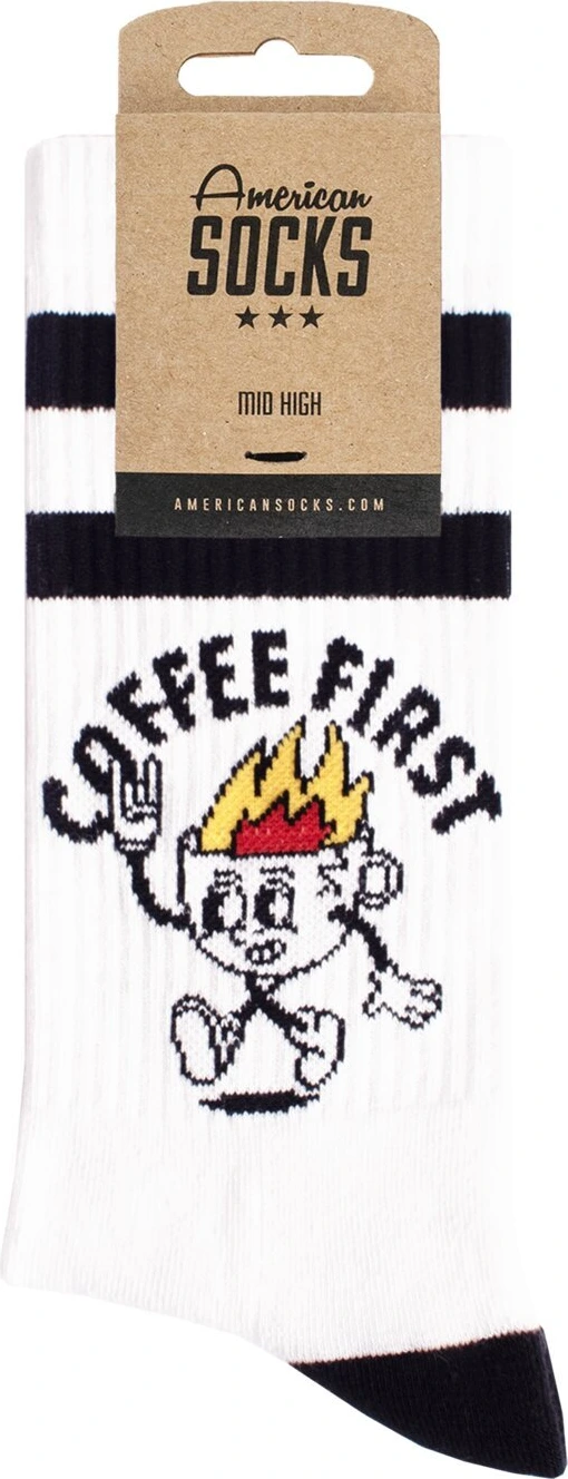 American Socks Coffee First Mid High socks, White, One size fits most