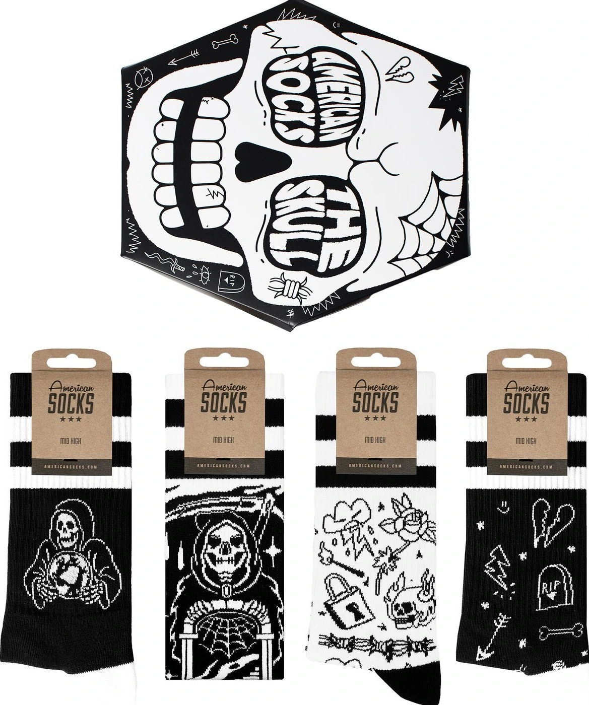 American Socks The Skull gift box, Multi-color, One size fits most