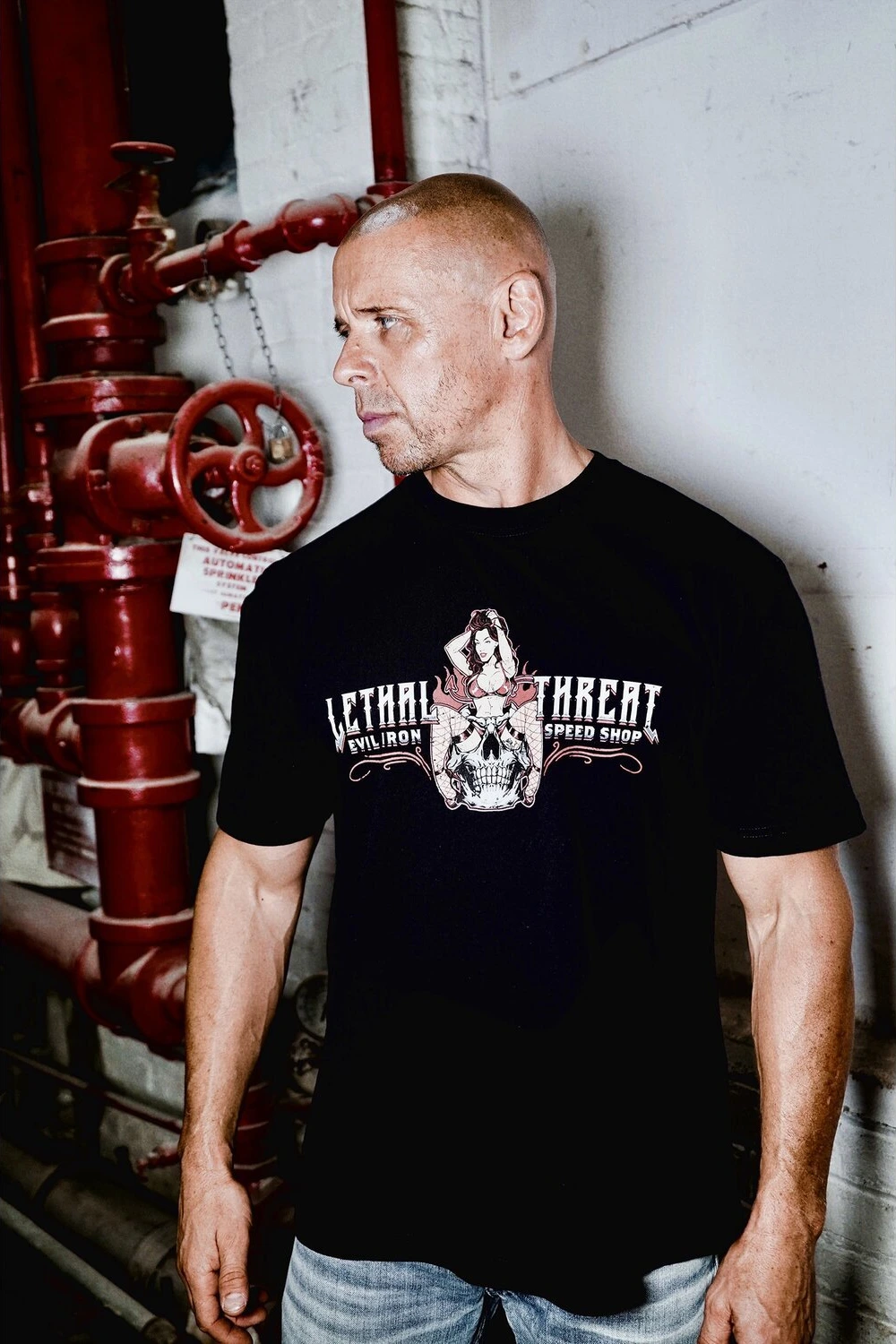 Lethal Threat Evil Iron speed shop T-shirt, Black, XL