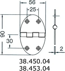 hinge 56x90mm 2mm screws
